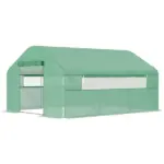 Outsunny 13' x 10' x 6.5' Tunnel Greenhouse Hoop House with Upgraded Galvanized Steel Frame and Large Windows, Green