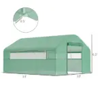 Outsunny 13' x 10' x 6.5' Tunnel Greenhouse Hoop House with Upgraded Galvanized Steel Frame and Large Windows, Green - Image 3