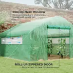 Outsunny 13' x 10' x 6.5' Tunnel Greenhouse Hoop House with Upgraded Galvanized Steel Frame and Large Windows, Green - Image 5