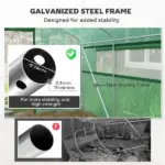 Outsunny 13' x 10' x 6.5' Tunnel Greenhouse Hoop House with Upgraded Galvanized Steel Frame and Large Windows, Green - Image 6