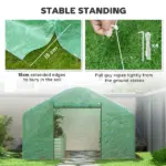 Outsunny 13' x 10' x 6.5' Tunnel Greenhouse Hoop House with Upgraded Galvanized Steel Frame and Large Windows, Green - Image 7