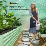Outsunny 13' x 10' x 6.5' Tunnel Greenhouse Hoop House with Upgraded Galvanized Steel Frame and Large Windows, Green - Image 8