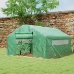 Outsunny 13' x 10' x 6.5' Tunnel Greenhouse Hoop House with Upgraded Galvanized Steel Frame and Large Windows, Green - Image 10