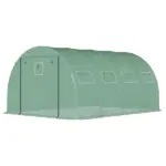 13 x 10 ft Walk In Tunnel Greenhouse with 2 Doors and 10 Mesh Windows, Green - Image 11