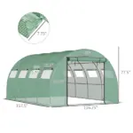 13 x 10 ft Walk In Tunnel Greenhouse with 2 Doors and 10 Mesh Windows, Green - Image 3