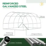 13 x 10 ft Walk In Tunnel Greenhouse with 2 Doors and 10 Mesh Windows, Green - Image 6