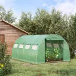 13 x 10 ft Walk In Tunnel Greenhouse with 2 Doors and 10 Mesh Windows, Green - Image 10