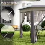 13' x 13' Pop Up Gazebo Hexagonal Canopy Shelter with 6 Zippered Mesh Netting for Patio Backyard Garden Wedding Party - Image 6