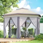 13' x 13' Pop Up Gazebo Hexagonal Canopy Shelter with 6 Zippered Mesh Netting for Patio Backyard Garden Wedding Party - Image 10
