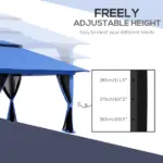 13' x 13' Pop Up Gazebo Instant Canopy Tent Shelter with 2-Tier Roof, Carry Bag, Wight Bags for Outdoor, Garden, Blue - Image 6