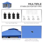 13' x 13' Pop Up Gazebo Instant Canopy Tent Shelter with 2-Tier Roof, Carry Bag, Wight Bags for Outdoor, Garden, Blue - Image 7