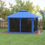 13' x 13' Pop Up Gazebo Instant Canopy Tent Shelter with 2-Tier Roof, Carry Bag, Wight Bags for Outdoor, Garden, Blue - Image 10