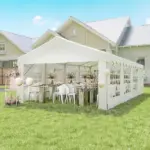 Outsunny 13 ft x 26 ft Heavy-Duty Outdoor Carport Party Event Tent, Patio Gazebo Canopy Pavilion with 4 Sidewalls and 8 Windows, White - Image 2