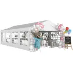 Outsunny 13 ft x 26 ft Heavy-Duty Outdoor Carport Party Event Tent, Patio Gazebo Canopy Pavilion with 4 Sidewalls and 8 Windows, White