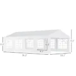 Outsunny 13 ft x 26 ft Heavy-Duty Outdoor Carport Party Event Tent, Patio Gazebo Canopy Pavilion with 4 Sidewalls and 8 Windows, White - Image 3