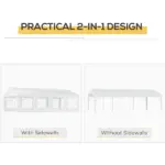 Outsunny 13 ft x 26 ft Heavy-Duty Outdoor Carport Party Event Tent, Patio Gazebo Canopy Pavilion with 4 Sidewalls and 8 Windows, White - Image 5