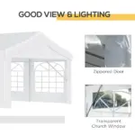 Outsunny 13 ft x 26 ft Heavy-Duty Outdoor Carport Party Event Tent, Patio Gazebo Canopy Pavilion with 4 Sidewalls and 8 Windows, White - Image 6