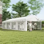 Outsunny 13 ft x 26 ft Heavy-Duty Outdoor Carport Party Event Tent, Patio Gazebo Canopy Pavilion with 4 Sidewalls and 8 Windows, White - Image 10