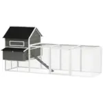 PawHut 137" Wooden Chicken Coop for 8-10 Chickens, Backyard, Dark Gray - Image 11