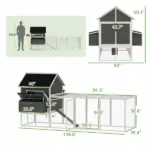 PawHut 137" Wooden Chicken Coop for 8-10 Chickens, Backyard, Dark Gray - Image 3
