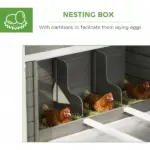 PawHut 137" Wooden Chicken Coop for 8-10 Chickens, Backyard, Dark Gray - Image 6