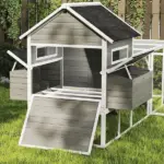 PawHut 137" Wooden Chicken Coop for 8-10 Chickens, Backyard, Dark Gray - Image 8