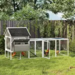 PawHut 137" Wooden Chicken Coop for 8-10 Chickens, Backyard, Dark Gray - Image 10