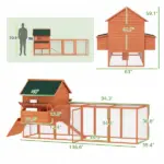 PawHut 136.5 Inch Wooden Chicken Coop for 8-10 Chickens Gray - Image 3