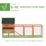PawHut 136.5 Inch Wooden Chicken Coop for 8-10 Chickens Gray - Image 4