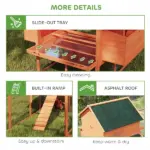 PawHut 136.5 Inch Wooden Chicken Coop for 8-10 Chickens Gray - Image 7