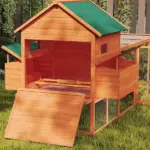 PawHut 136.5 Inch Wooden Chicken Coop for 8-10 Chickens Gray - Image 9