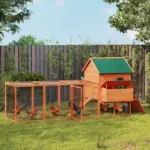 PawHut 136.5 Inch Wooden Chicken Coop for 8-10 Chickens Gray - Image 10