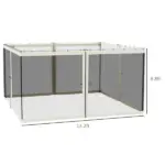 Outsunny 13x13 Gazebo with Netting, Canopy Tents with Zippers, black rings, polyester, Washable, (Sidewall Only) Black - Image 3