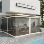 Outsunny 13x13 Gazebo with Netting, Canopy Tents with Zippers, black rings, polyester, Washable, (Sidewall Only) Black - Image 6