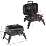 Outsunny 14" Portable Charcoal Grill, Tabletop Outdoor Small Grill with Heat Preservation Net, Venting System, Foldable Legs, Travel Size BBQ - Image 3