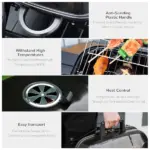 Outsunny 14" Portable Charcoal Grill, Tabletop Outdoor Small Grill with Heat Preservation Net, Venting System, Foldable Legs, Travel Size BBQ - Image 6