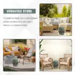 Outsunny 14 Inch x 17 Inch Ceramic Garden Stool with Double-Coin Knotted Ring Design and Strong Glazed Material, Decorative Outdoor Stool - Image 5