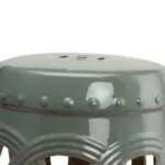 Outsunny 14 Inch x 17 Inch Ceramic Garden Stool with Double-Coin Knotted Ring Design and Strong Glazed Material, Decorative Outdoor Stool - Image 8
