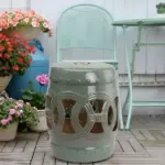 Outsunny 14 Inch x 17 Inch Ceramic Garden Stool with Double-Coin Knotted Ring Design and Strong Glazed Material, Decorative Outdoor Stool - Image 10