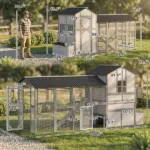 147 Inch Large Wooden Chicken Coop with Run for 8-10 Hens Gray - Image 2