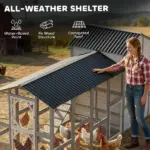 147 Inch Large Wooden Chicken Coop with Run for 8-10 Hens Gray - Image 4