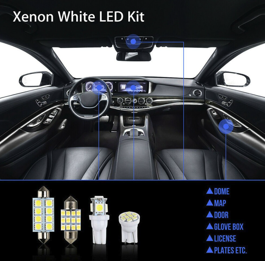 14 Piece T10 36mm LED Car Interior Light Kit for Dome Map and License Plate
