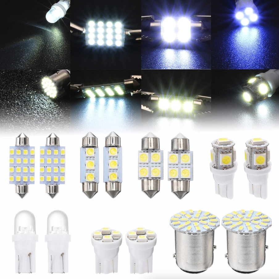 14 Piece T10 36mm LED Car Interior Light Kit for Dome Map and License Plate
