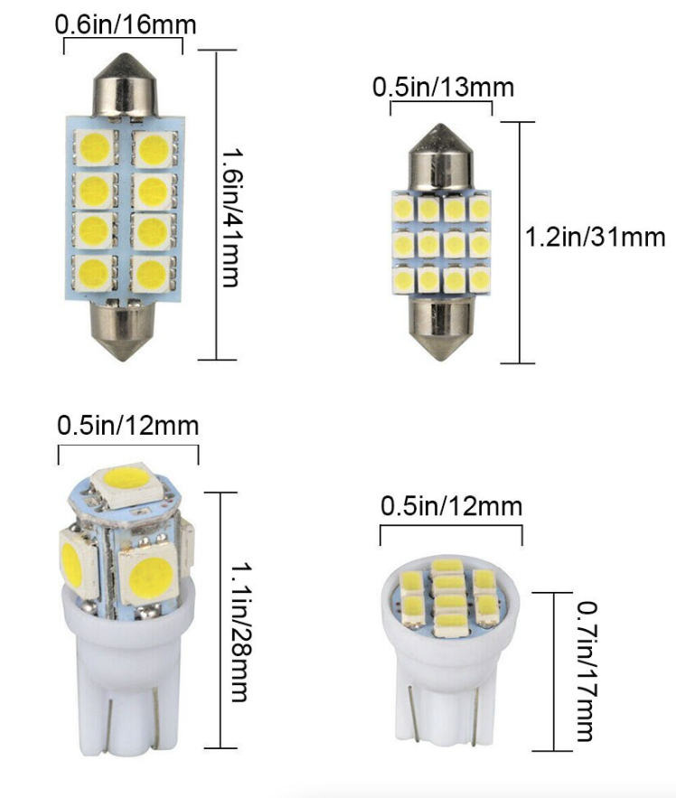 14 Piece T10 36mm LED Car Interior Light Kit for Dome Map and License Plate