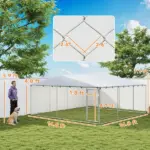 PawHut 15' x 15' x 7' Dog Kennel Outdoor for Small Medium Large Dogs with Waterproof Roof, Silver - Image 3