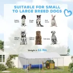 PawHut 15' x 15' x 7' Dog Kennel Outdoor for Small Medium Large Dogs with Waterproof Roof, Silver - Image 4