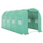 15' x 7' x 7' Walk-in Tunnel Hoop Greenhouse Polyethylene PE Cover, Steel Frame, Roll-Up Zipper Door and Windows for Flowers, Vegetables, Green - Image 11