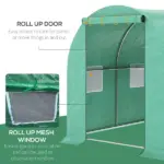 15' x 7' x 7' Walk-in Tunnel Hoop Greenhouse Polyethylene PE Cover, Steel Frame, Roll-Up Zipper Door and Windows for Flowers, Vegetables, Green - Image 4