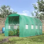 15' x 7' x 7' Walk-in Tunnel Hoop Greenhouse Polyethylene PE Cover, Steel Frame, Roll-Up Zipper Door and Windows for Flowers, Vegetables, Green - Image 10