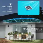 15ft Double-Sided Outdoor Umbrella with Solar Lights, UPF50+ Extra Large Aluminum Patio Umbrella with Crank, Blue - Image 5